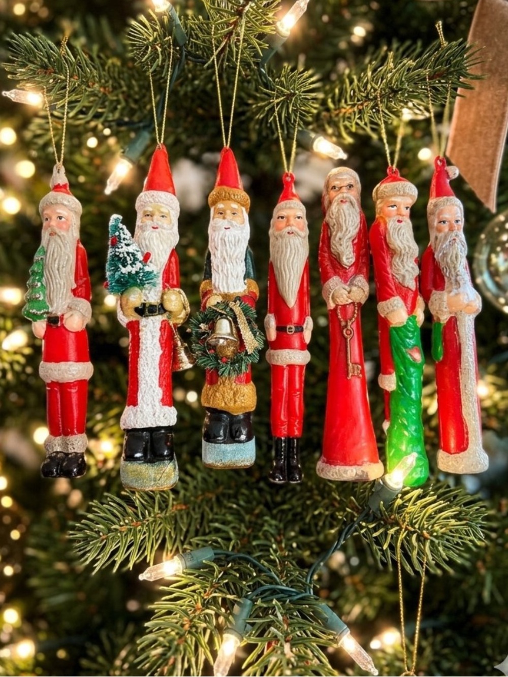 Vintage blowmold plastic festive pencil Santas unique 
Vintage charm!